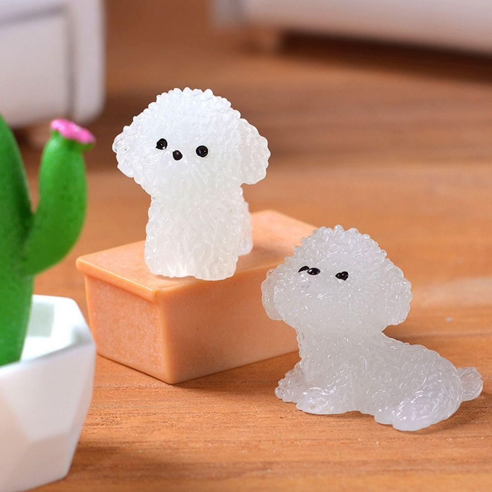 Realistic Noctilucent Dog Figurines Handmade Micro Landscape Decoration  Car Decoration