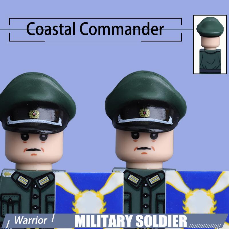 WW2 Naval Shore Troops Soldier Figure Building Blocks Army Officer Warrior Cap Helmet Flag Accessories Military Bricks Toys Boys