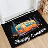 Happy Campers Camping Themed Door Mat Stain Resistant Flannel Rug for Living Room Bedroom Kitchen Office Vacation Home Decor