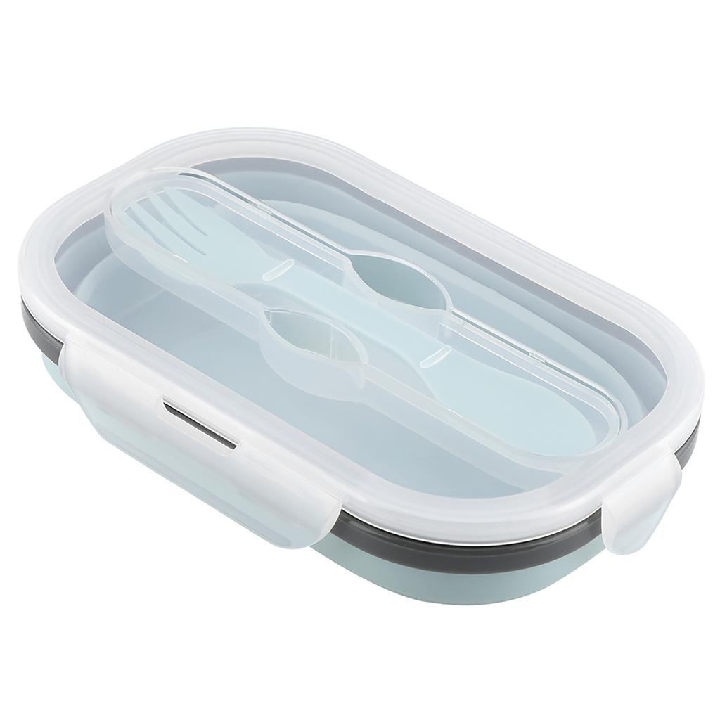 Food Grade Silicone Foldable Lunch Box Portable Rectangle Food Storage Container