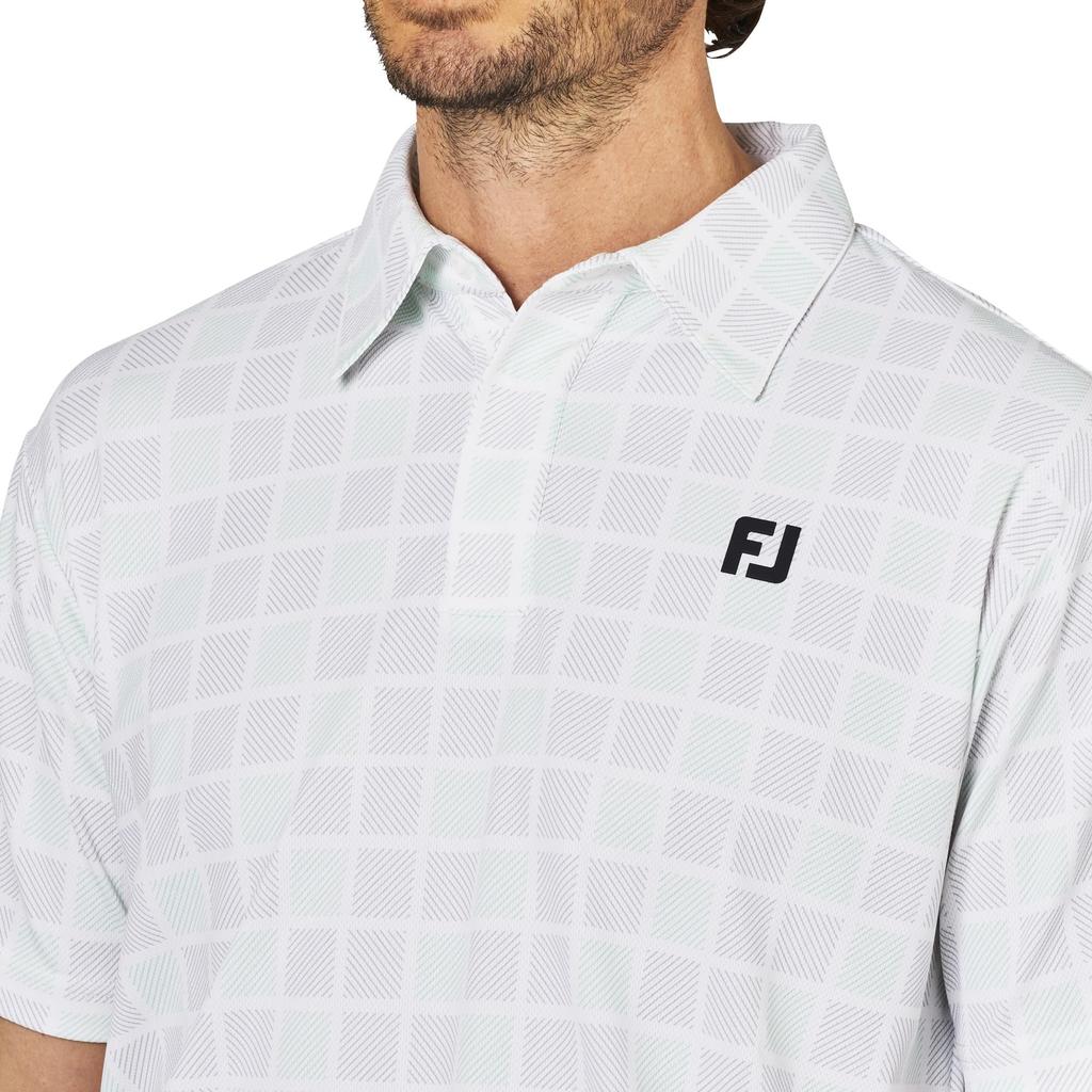 FootJoy Men's Square Check Snap Button Golf Shirt, Pistachio, Size 2XL (FJ-S25-S06, 34689-XXL)