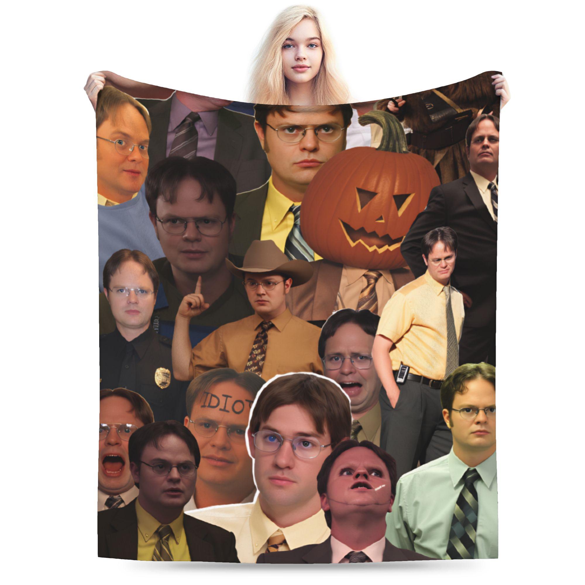 

Super Soft Blankets Boy Girl Picnic Dwight Schrute Collage Throw Blanket Flannel Bedspread For Couch Chair Novelty Sofa Bed 30x40in