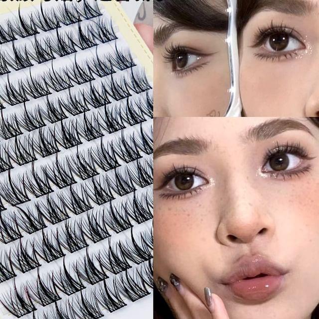 Aimo - Natural Wispy Cluster False Eyelashes / Applicator