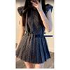 French gray polka dot small flying sleeve dress children's summer new small sweet a word short skirt