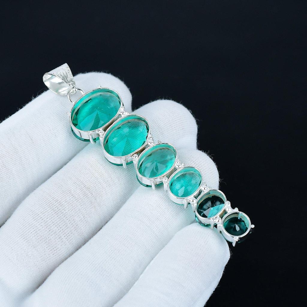 Ciondolo Apatite Verde, Ciondolo in Argento Sterling 925, Ciondolo Fatto a Mano, Ciondolo Antico, Ciondolo con Pietra Preziosa Apatite Verde, Regalo di San Valentino