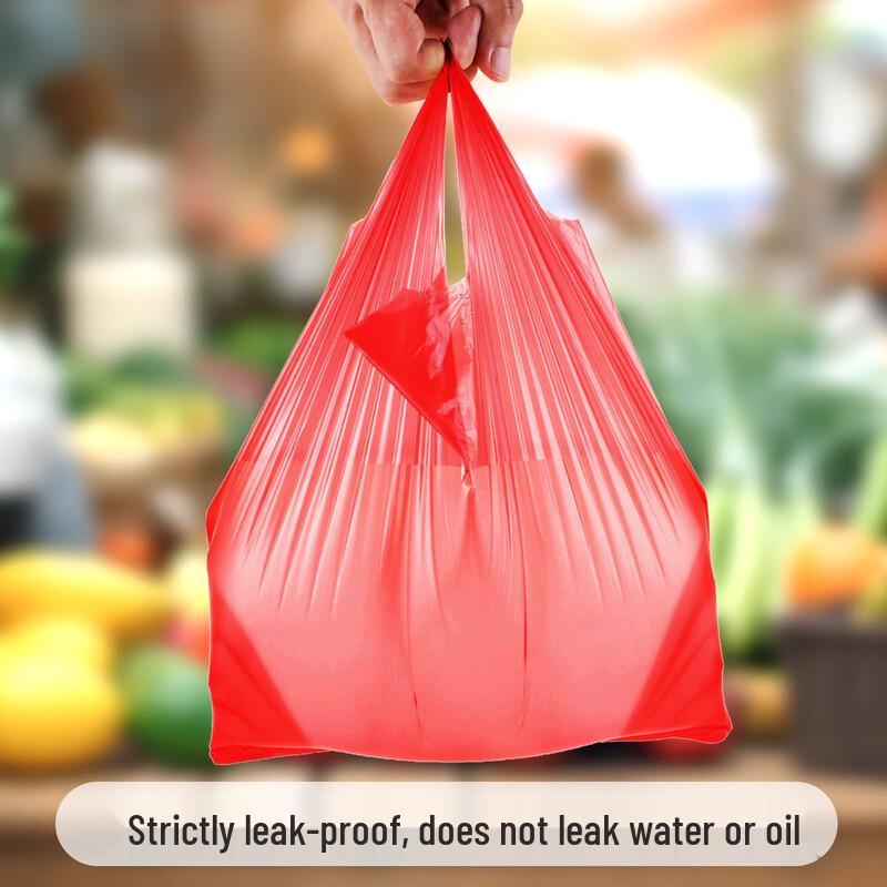 Red Thickened Vest-Style Plastic Shopping Bags
