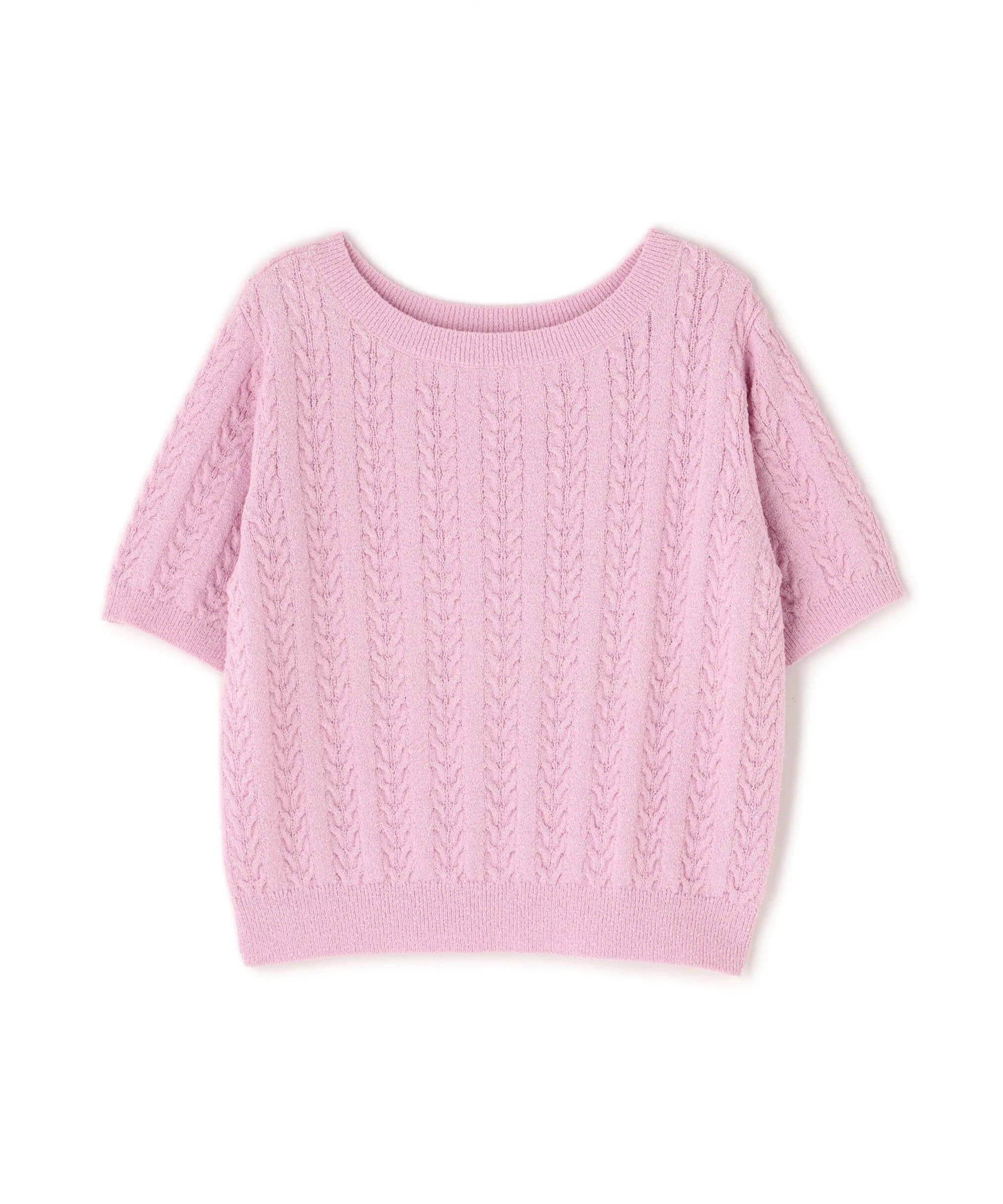 

N Natural Beauty Mini Cable Knit Short Size M Basic Sweater, Sleeve, Women s, Pink, розовый