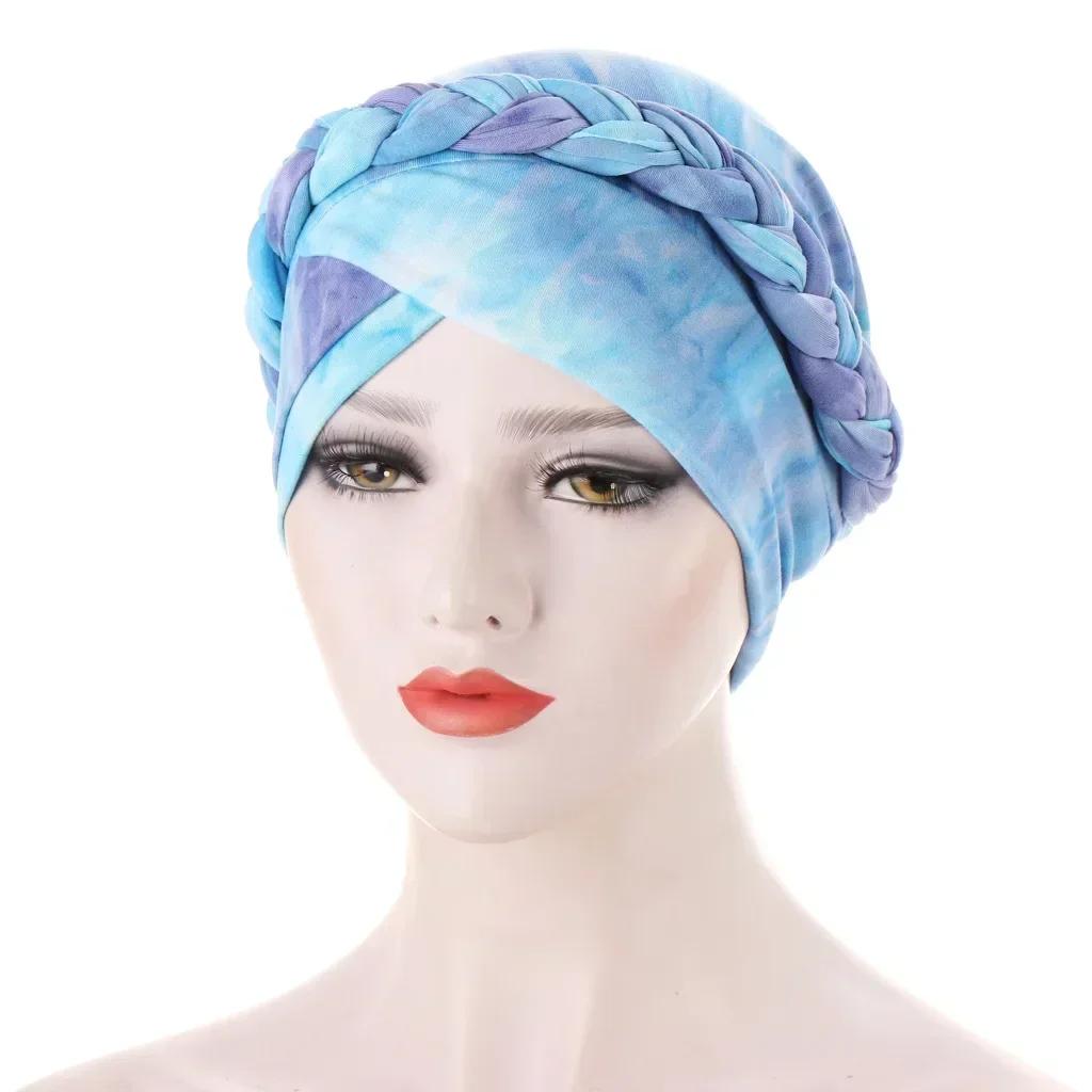 Velour Muslim Women Braid Hijab Turban Chemo Stretch Cap Hair Loss Hat Head Wrap Islamic Bonnet Headwear Beanie Cover