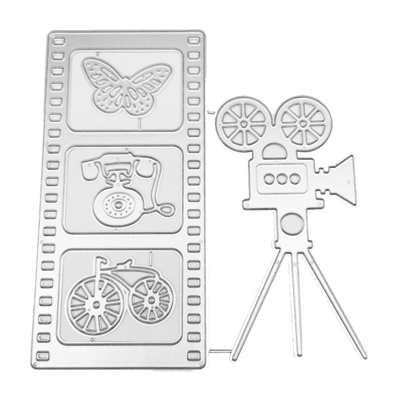 Vintage Kamera Film Papier Kunst Design Muster Metall Stanzformen DIY Scrapbooking Präge Schablone Papier Handwerk Album Vorlage