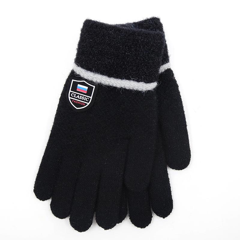 

Зимние вязаные детские пятипалые перчатки с ретро-щитом в стиле колледжа - Хит в Европе и Америке 9-14 Years