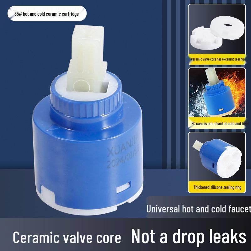 Dual Temperature Ceramic Basin Faucet Valve: Durable Hot & Cold Mixing Cartridge