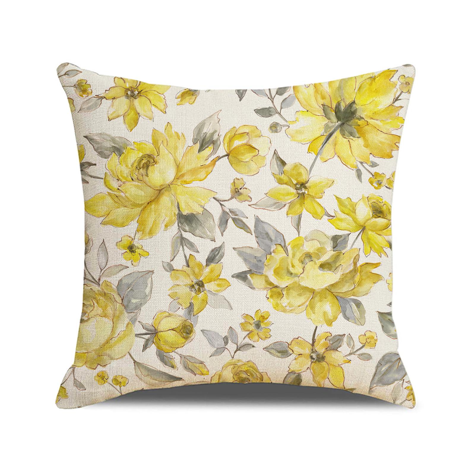 

Versatile Flower Print Pillowcase Gray Set Combination Car Cushion Bedroom Bedside Decorative Cushion 45 * 45Cm (excluding pillow core)