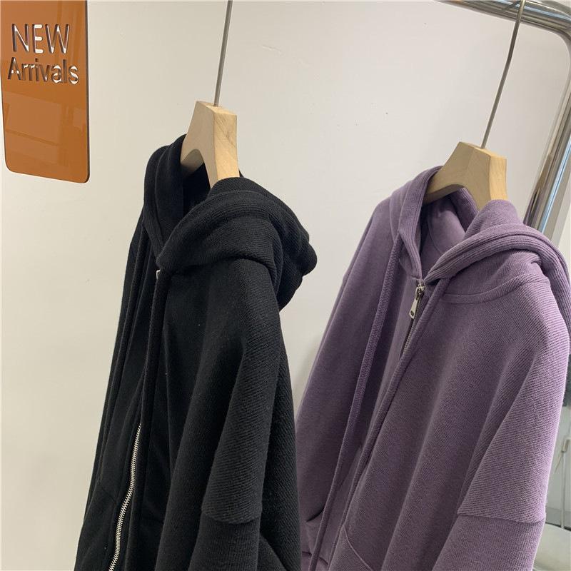 Kapuzenpullover Damen Herbst und Winter Lockere koreanische Strickjacke Lässiger dünner Kapuzenpullover Kapuzenjacke mit Reißverschluss Damenbekleidung