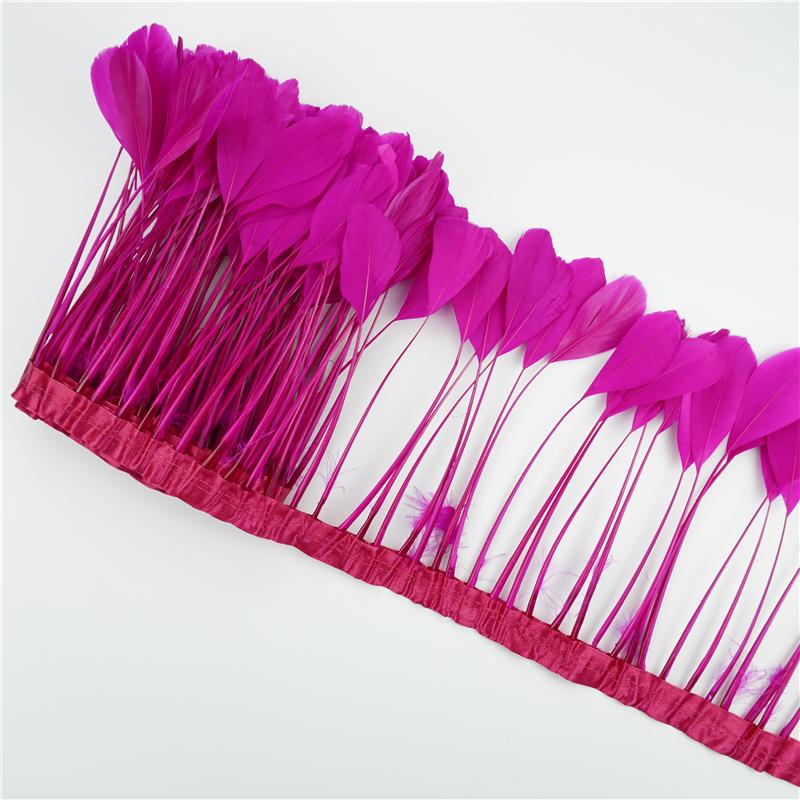 2Yards/Lot Stripped Coque Goose Feather Fringe Trimmings For Needlework And Handicrafts Wedding Decoration Carnival Accessories