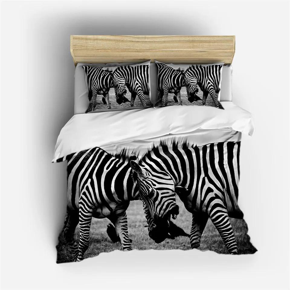 3D Animal Bedding Set Quilt Cover Zebra Pattern Duvet Cover With Pillowcases Full Queen King Soft Comforter Cover Home Textile