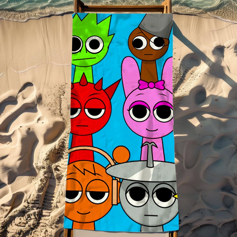 Cartoon S-Sprunki Pattern Towel Soft Pool Gift For Travel Gym Shower Camping Quick Dry Sports Large Beach Towel