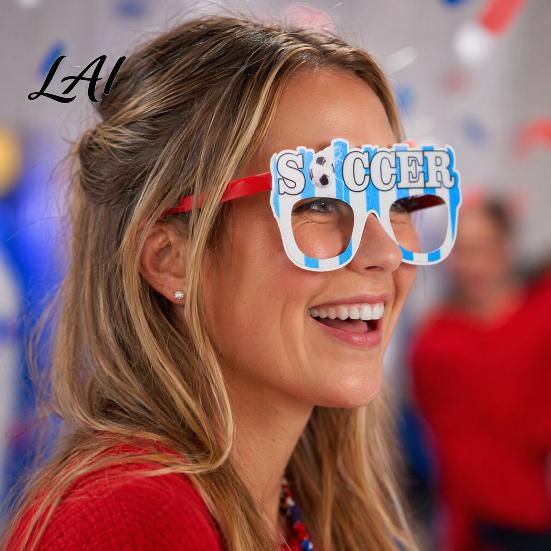 Football Shape Glasses Glasses Soccer Themed Decorative Lightweight Paper Frame Colorful Party