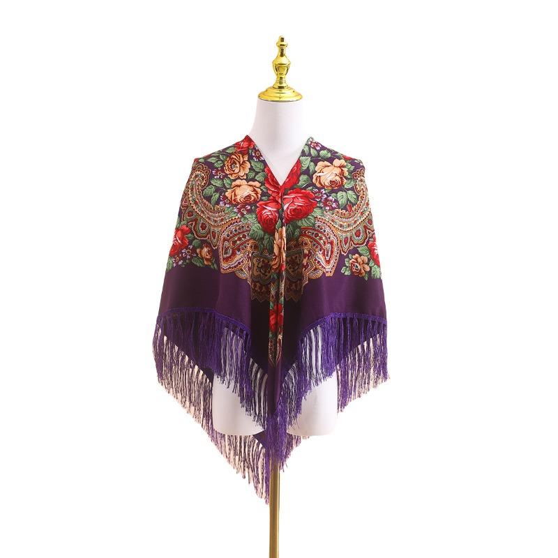 110 Schal Retro Klassisch Quadratischer Schal Warm und Schön Mehrfarbiger Schal