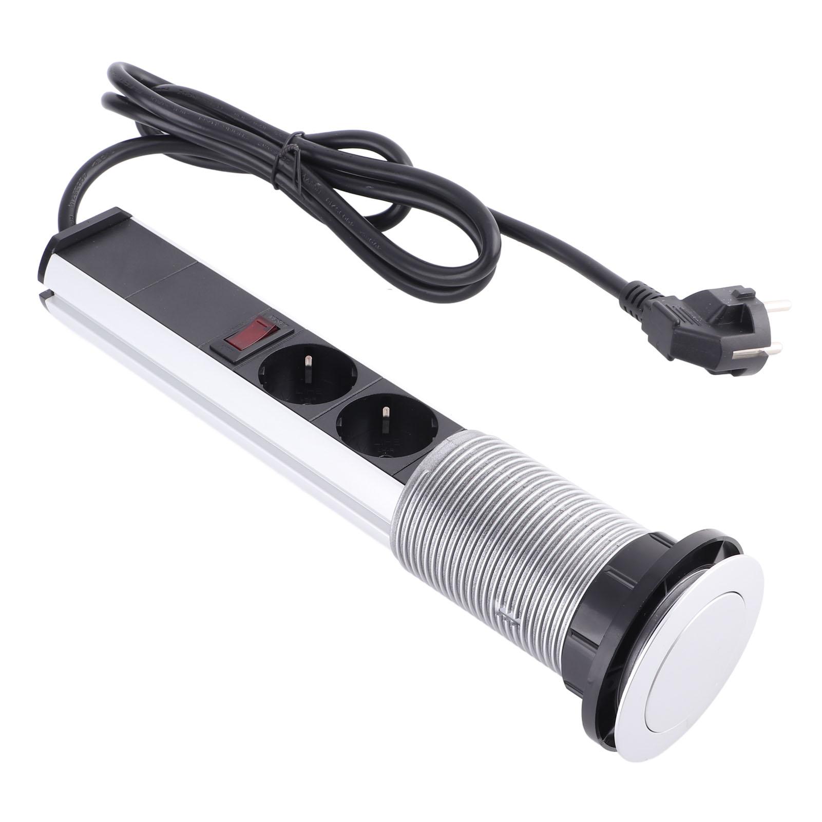 

Вбудована висувна розетка з 3 штекерами та вбудована настільна розетка з алюмінієвого сплаву USB AC250V 16A чорний