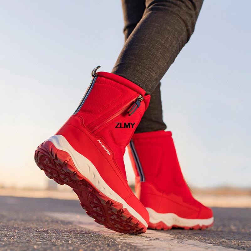 Водонепроникні чоловічі жіночі снігові черевики Зимові черевики з високою щиколоткою Теплі плюшеві чоловічі взуття на платформі Чоловічі зимові черевики на відкритому повітрі, нековзкі чоловічі