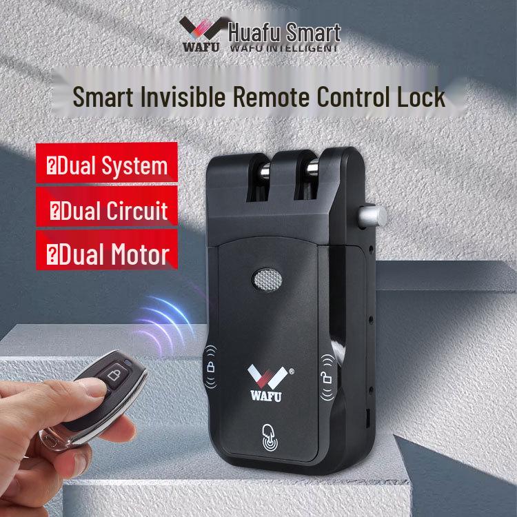 Graffiti Invisible Wireless Anti-theft Smart Lock with Remote Control for Home, Keyhole-less Design for Entrance and Sliding Doors
