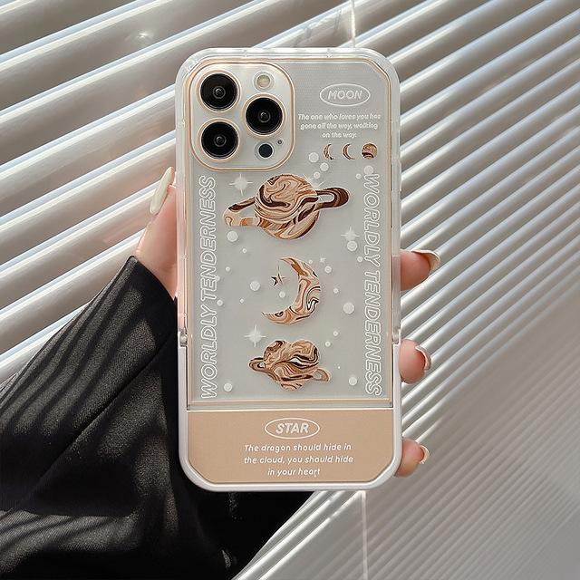 

Ins Planet Moon Love мультфильм милый чехол-держатель-подставка для Iphone 14 Pro Max Xr X Xsmax 7 8 Plus 12 13 11 Promax чехол для телефона Conque For iphone 13 promax