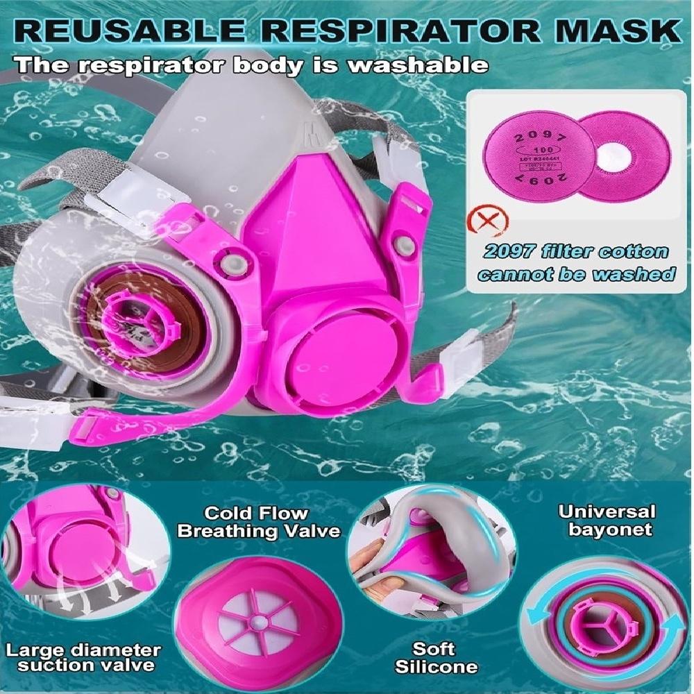 Respirátorová maska s filtry 2097, opakovaně použitelná respirátorová maska pro pryskyřici, chemikálie, stříkání barvy, čištění atd.