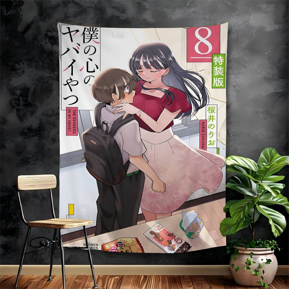 Dangers In My Heart Anime Tapestry Hanging Tarot Hippie Wall Rugs Dorm Home Decor