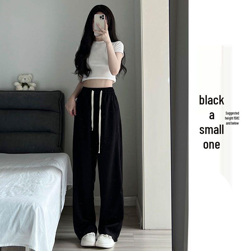 2025 New High-Waisted White Wide-Leg Casual Slimming Petite Sweatpants for Women
