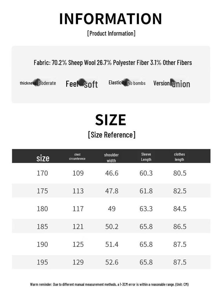 Lao Ye Che Men's Double-Faced Wool Mid-Length Coat