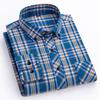 Men's Plus Size Pure Cotton Brushed Plaid Long Sleeve Shirt - Business Casual & Breathable