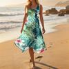 Sleeveless Floral Print Midi Dress for Women Asymmetrical Hem Casual Summer Sundress Lightweight Fabric Flowing Fit