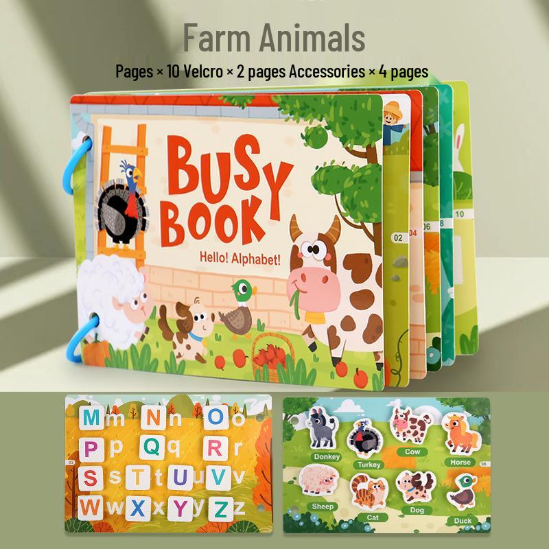 

Interactive Early Education Busy Book for Kids: Handmade Cartoon Quiet Activity Set