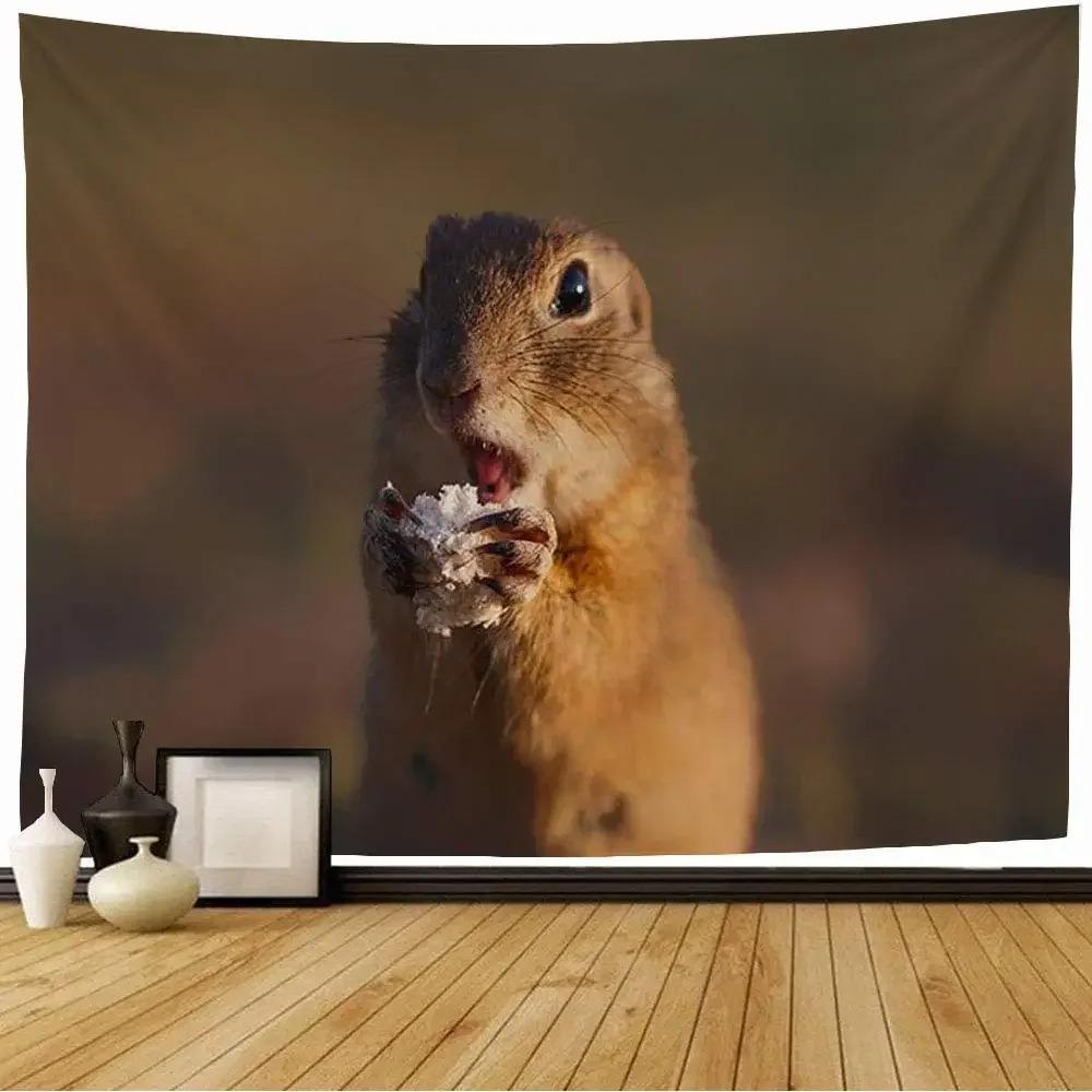 Niedlicher Eichhörnchen Wandteppich Büro Wohnzimmer Dekoration Zuhause Wandteppich