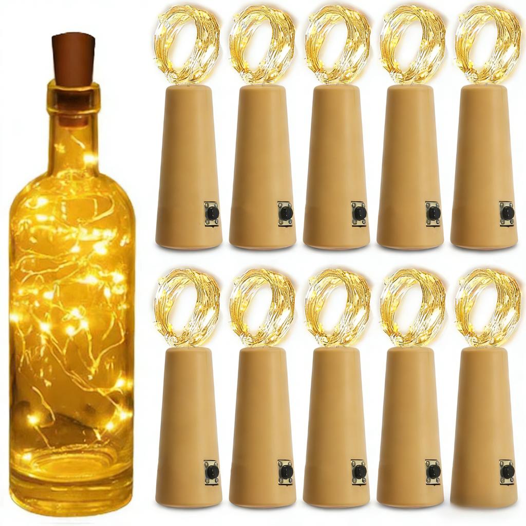 10pcs Bar LED Wine Bottle Cork String Lights Christmas Decoration Led Lamp Bottle Fairy Lights Holiday Copper Wire Lights String