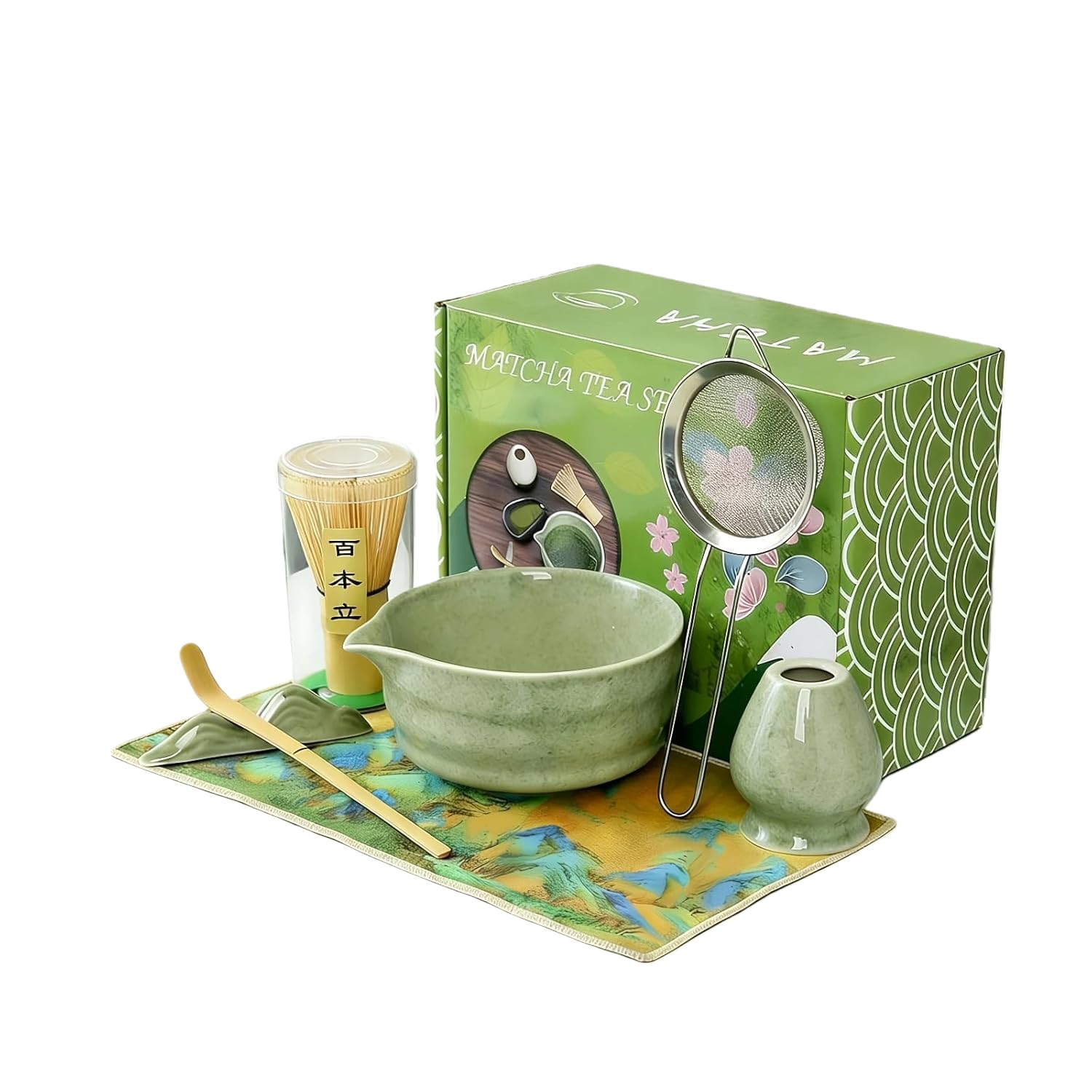 Matcha Tea Ceremony Tea Utensil Matcha Matcha Tea Chasen Chashaku Chashaku New Birthday Gift Green Set, Set, Set, Japanese-Style 7-Piece Set,