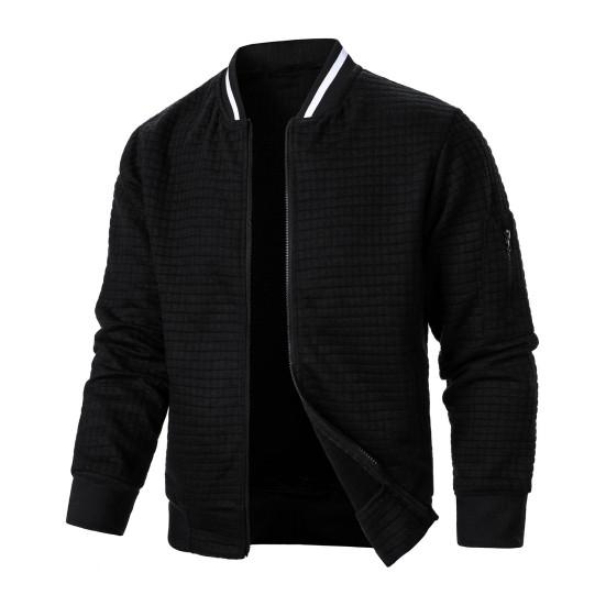 Uomo Felpa Cappotto Collo Alto Manica Lunga Patchwork Colore Cerniera Patta Giacca Cappotto con Tasche Orlo Elastico Sport Outwear