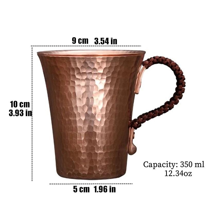 Reine Kupfer Bier Kaffee Tasse Mit Deckel Scheibe Milch Becher Retro Handgefertigt Geflochtener Griff 350ml Trinkbecher Trinkgeschirr Paar Geschenke