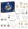 Collana dell'Avvento di Natale Scatola a Sorpresa Orecchini a Bottone Scatola Regalo Foro Gioielli Musicali Scatola a Sorpresa Regalo Calendario del Countdown 24