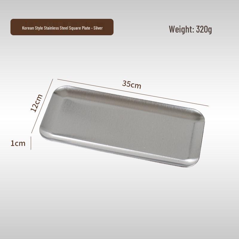Korean Style 304 Stainless Steel Gold Rectangular Cafe Tray Dessert Plate
