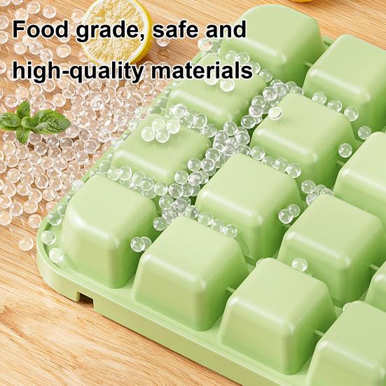 Ice Cube Mold with Lid And Storage Box One-Press Easy-Release Double Layer Ice Tray with Scoop BPA-Free Food Grade Ice Maker for Cocktails Whiskey