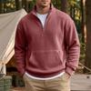 Men's Casual Half-Zip Pullover Sweatshirt with Stand Collar and Pockets for Everyday Wear