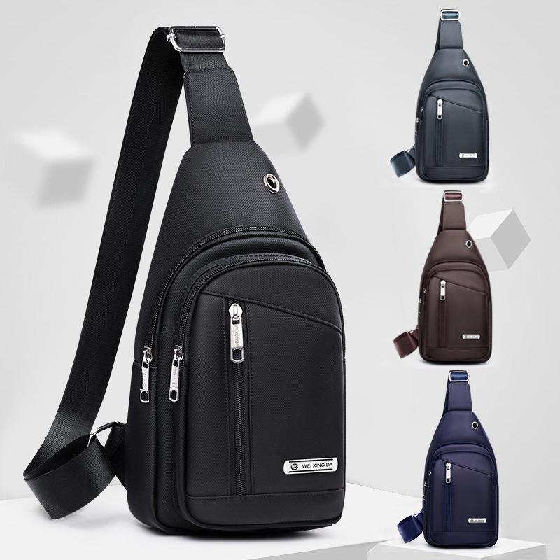 Men's Large Oxford Waterproof Chest Bag - Trendy Single Shoulder Crossbody for Outdoor Sports