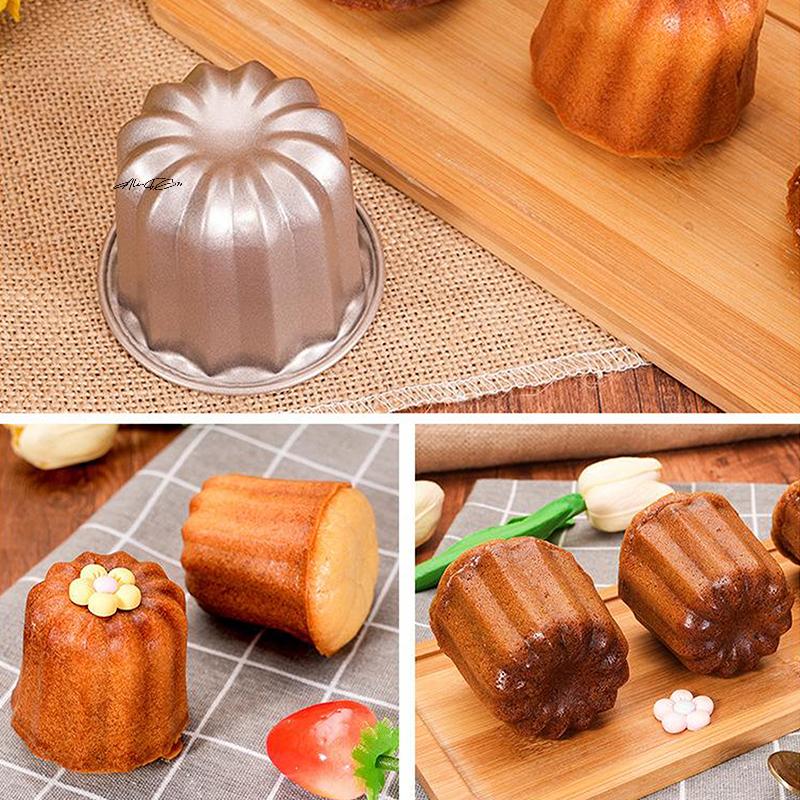 6 Stück Antihaft-Canele-Form Kuchenform Kleine Canele Muffin Backform Cupcake Kohlenstoffstahl Gebäckform Mini Cupcake Halter