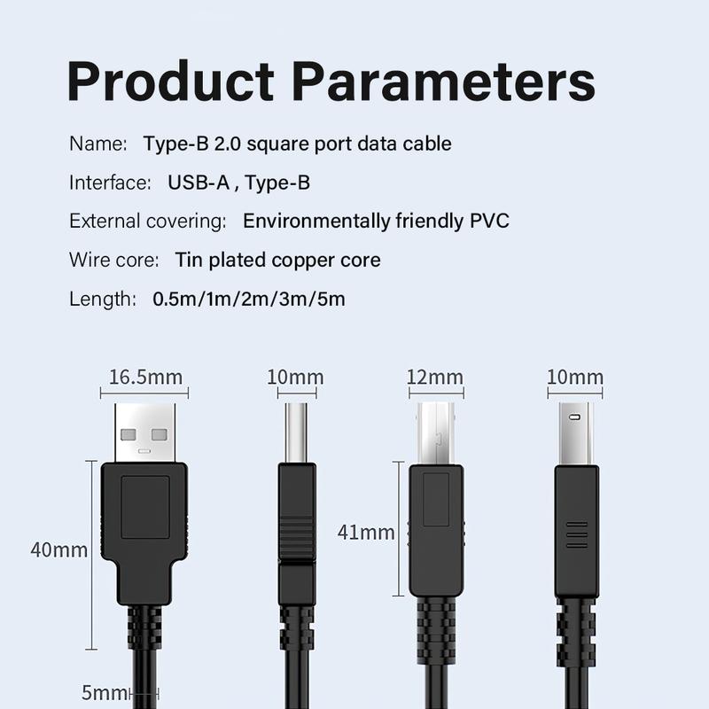 High Speed USB Cable For Canon Brother Hp Epson Samsung Lenovo 3D Label Printer Scanner Electronic Piano Organ Type A To B 3m 5m