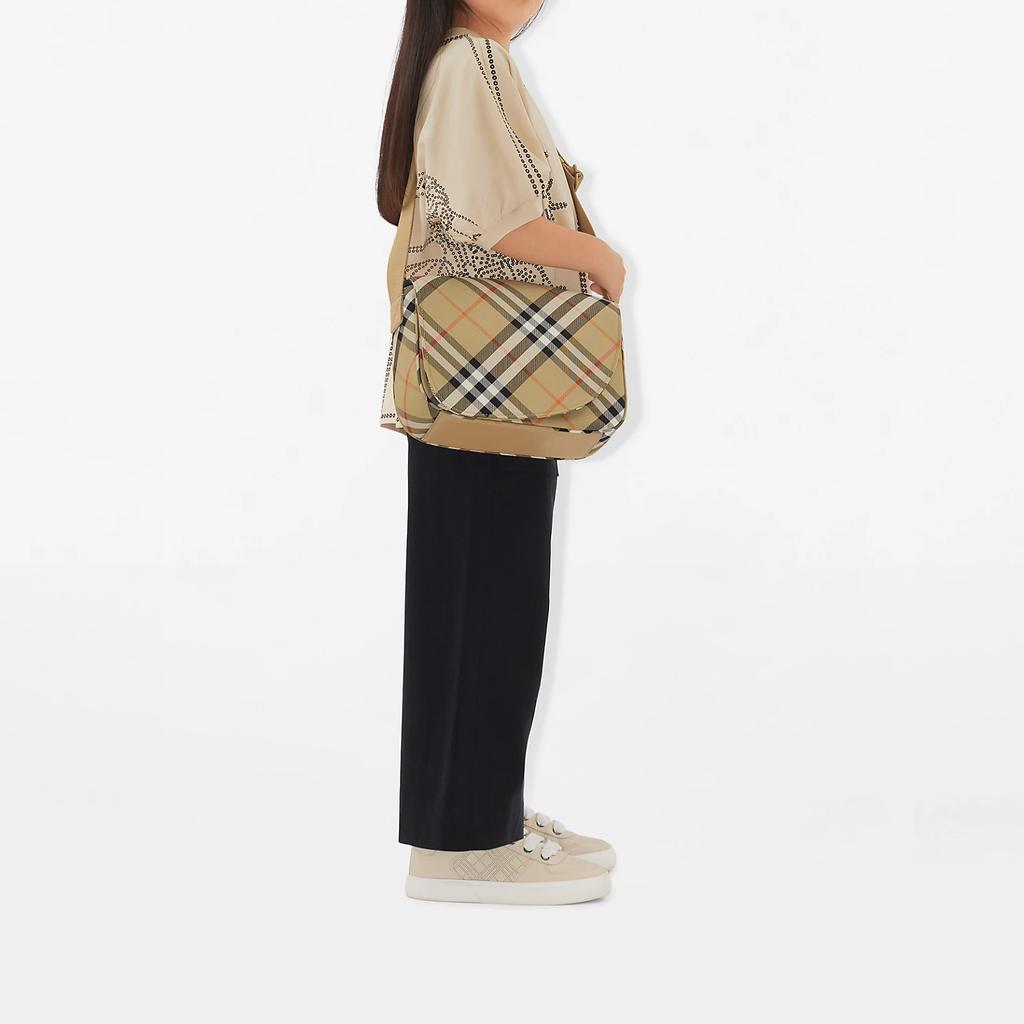 Burberry Check Adjustable Webbing Nylon Crossbody Shoulder Bag Kids bags Beige 80895061