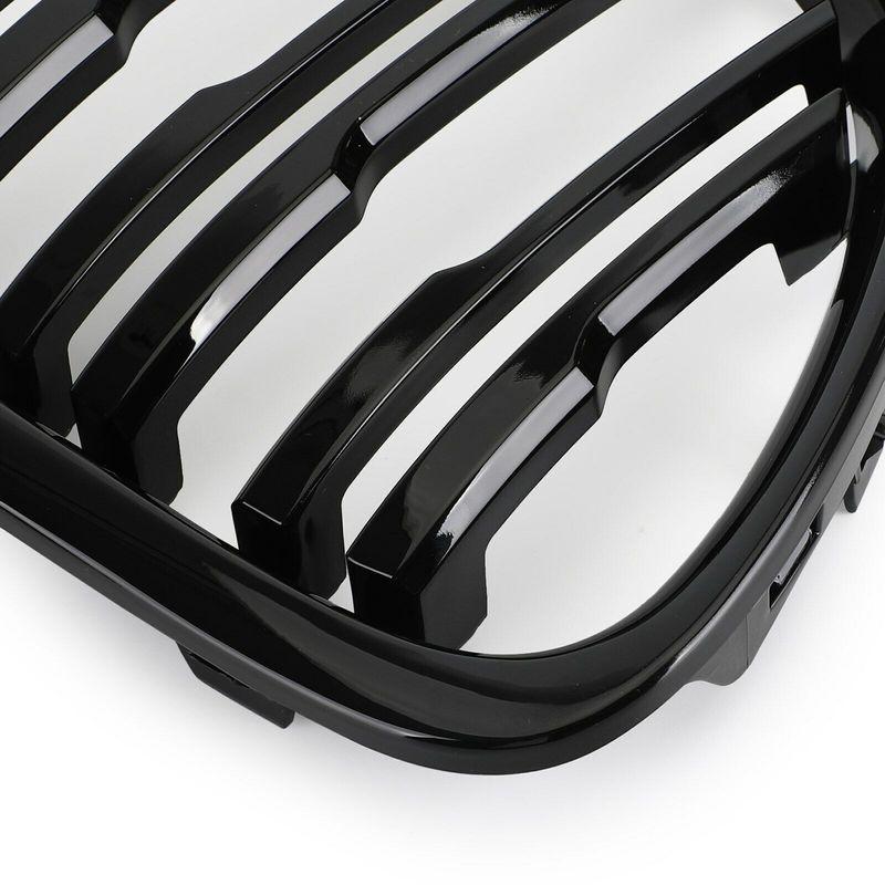 Pair Double Slat Car Front Kidney Grille For BMW X1 E84 2009-2015 Kidney Grill Gloss Black Dual Slat Auto Grill Accessories