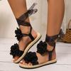 Women'S Stylish Summer Sandals with White Floral Accents
