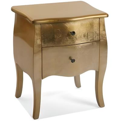 Bedside Table - VERSA - Cagliari - 2 Drawers - Wood - Gold