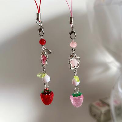Sweet Cute Strawberry Mobile Phone Lanyard Lovely Fruits Phone Chain Y2K Aesthetic Cellphone Keychain